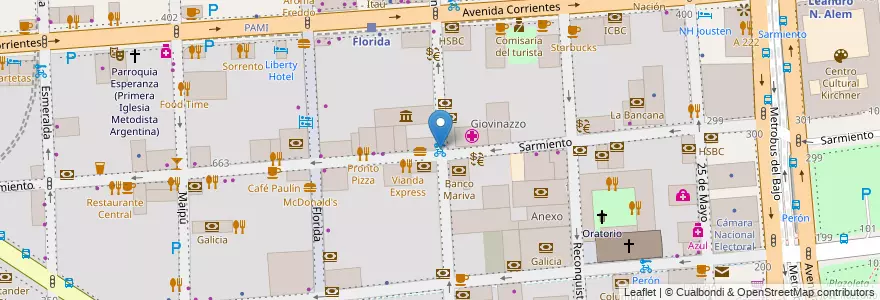 Mapa de ubicacion de Sarmiento, San Nicolas en Argentine, Ciudad Autónoma De Buenos Aires, Comuna 1, Buenos Aires.