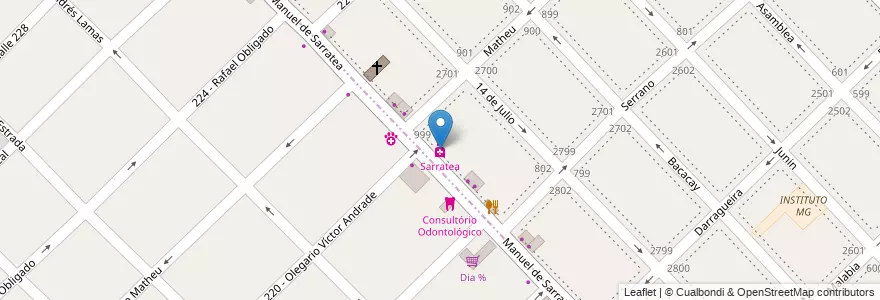 Mapa de ubicacion de Sarratea en Argentinië, Buenos Aires, Partido De San Isidro, Boulogne Sur Mer.