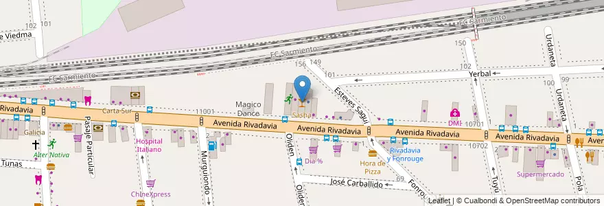 Mapa de ubicacion de Sasha, Liniers en Аргентина, Буэнос-Айрес, Comuna 9, Буэнос-Айрес, Comuna 10.