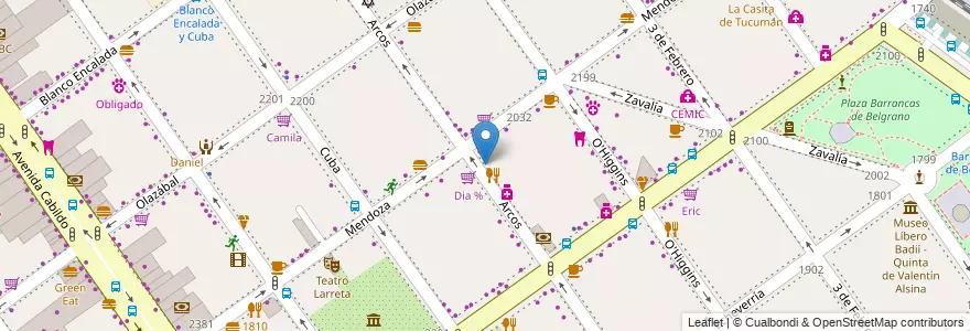 Mapa de ubicacion de Sassi's, Belgrano en アルゼンチン, Ciudad Autónoma De Buenos Aires, ブエノスアイレス, Comuna 13.