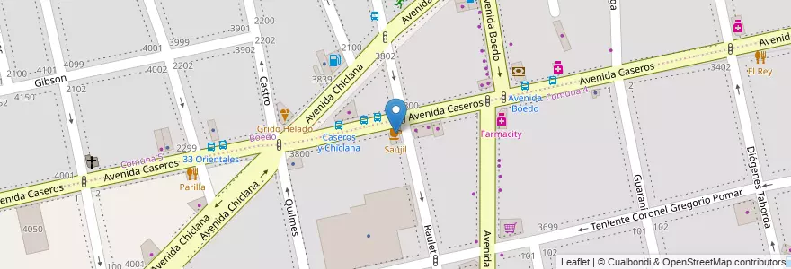 Mapa de ubicacion de Saujil, Nueva Pompeya en الأرجنتين, Ciudad Autónoma De Buenos Aires, Comuna 4, Buenos Aires.