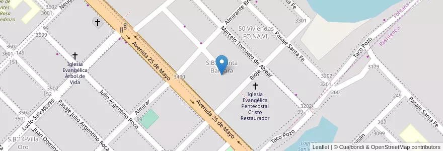 Mapa de ubicacion de S.B.5-Santa Barbara en Argentina, Chaco, Departamento San Fernando, Municipio De Fontana, Fontana.