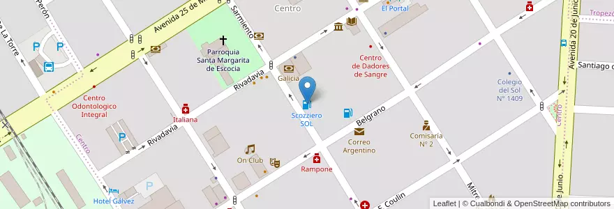 Mapa de ubicacion de Scozziero SOL en 아르헨티나, Santa Fe, Departamento San Jerónimo, Municipio De Gálvez, Gálvez.