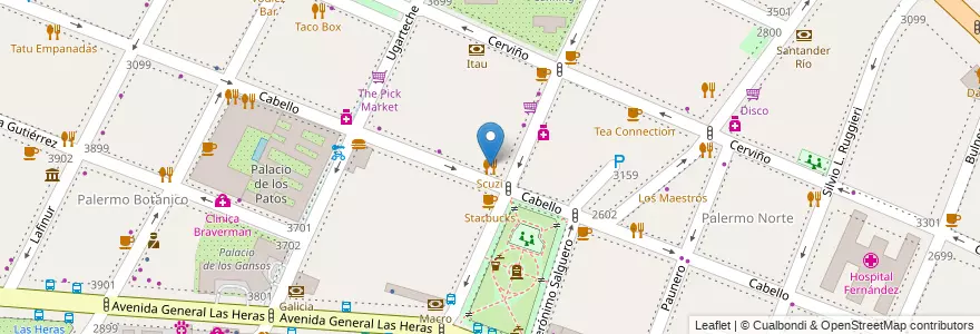 Mapa de ubicacion de Scuzi, Palermo en 阿根廷, Ciudad Autónoma De Buenos Aires, 布宜诺斯艾利斯, Comuna 14.