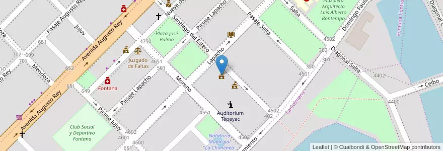 Mapa de ubicacion de Sec. Obras y Serv. Públicos en アルゼンチン, チャコ州, Departamento San Fernando, Municipio De Fontana, Fontana.