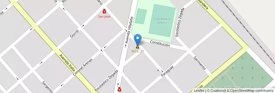 Mapa de ubicacion de SECC. 21 en Arjantin, Jujuy, Departamento El Carmen, Municipio De Perico, Perico.