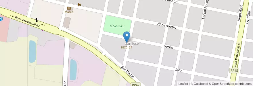 Mapa de ubicacion de SECC. 29 en Arjantin, Jujuy, Departamento El Carmen, Municipio De Monterrico.