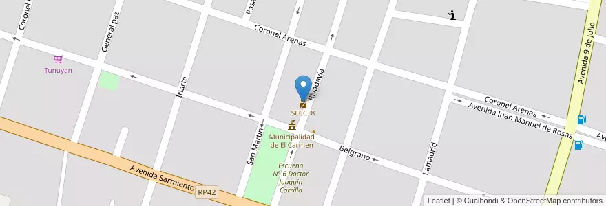 Mapa de ubicacion de SECC. 8 en Argentinien, Jujuy, Departamento El Carmen, Municipio De El Carmen, El Carmen.