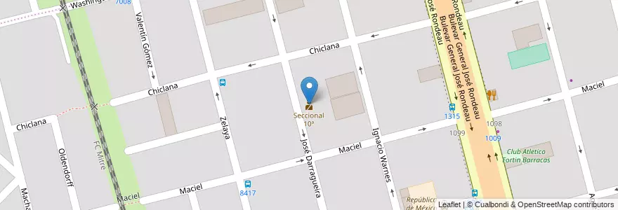Mapa de ubicacion de Seccional 10ª en 阿根廷, Santa Fe, Departamento Rosario, Municipio De Rosario, 罗萨里奥.