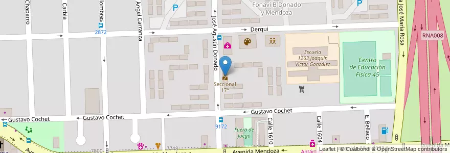 Mapa de ubicacion de Seccional 17ª en アルゼンチン, サンタフェ州, Departamento Rosario, Municipio De Rosario, ロサリオ.