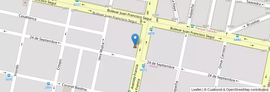 Mapa de ubicacion de Seccional 18ª en آرژانتین, سانتافه, Departamento Rosario, Municipio De Rosario, تسبیح.