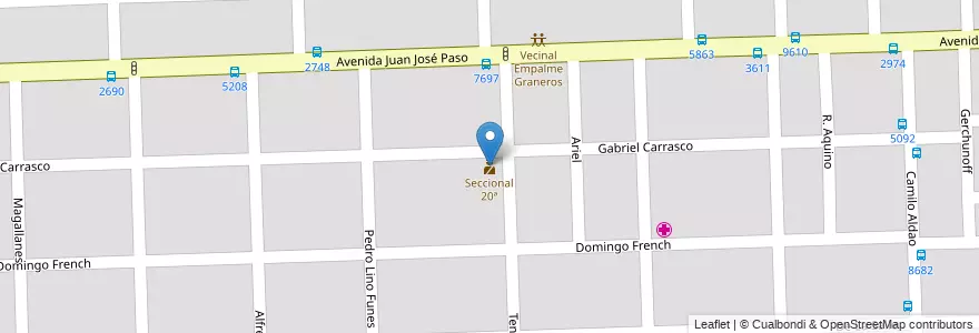 Mapa de ubicacion de Seccional 20ª en アルゼンチン, サンタフェ州, Departamento Rosario, Municipio De Rosario, ロサリオ.