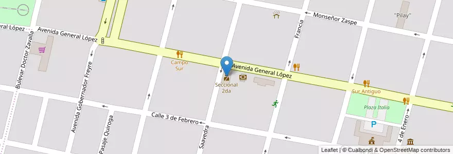 Mapa de ubicacion de Seccional 2da en Argentinien, Santa Fe, Departamento La Capital, Santa Fe Capital, Santa Fe.
