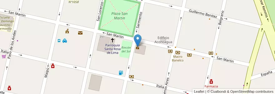 Mapa de ubicacion de Seccional 3 Las Rosas en 아르헨티나, Santa Fe, Departamento Belgrano, Municipio De Las Rosas.