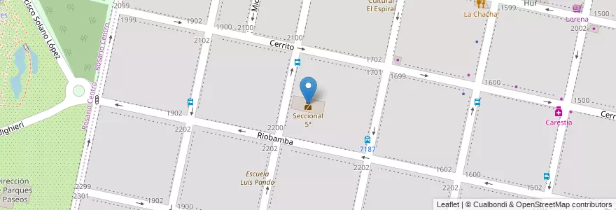 Mapa de ubicacion de Seccional 5ª en アルゼンチン, サンタフェ州, Departamento Rosario, Municipio De Rosario, ロサリオ.