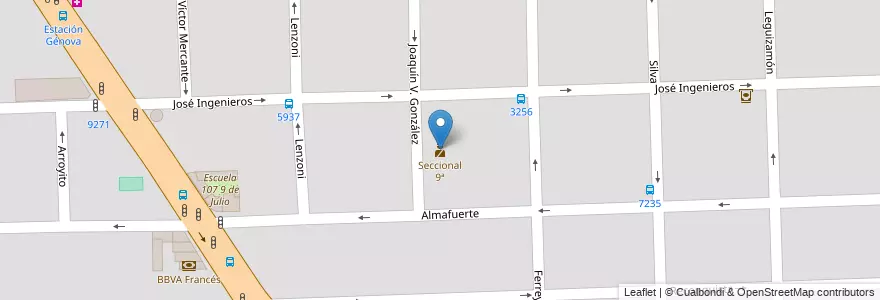 Mapa de ubicacion de Seccional 9ª en Arjantin, Santa Fe, Departamento Rosario, Municipio De Rosario, Rosario.