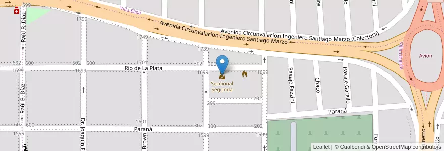 Mapa de ubicacion de Seccional Segunda en 阿根廷, La Pampa, Municipio De Santa Rosa, Departamento Capital, Santa Rosa.