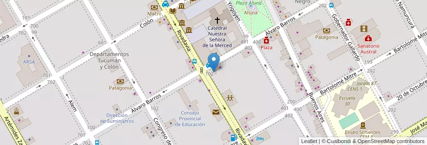 Mapa de ubicacion de Secretaría de Administración Financiera en Аргентина, Рио-Негро, Departamento Adolfo Alsina, Viedma, Viedma.