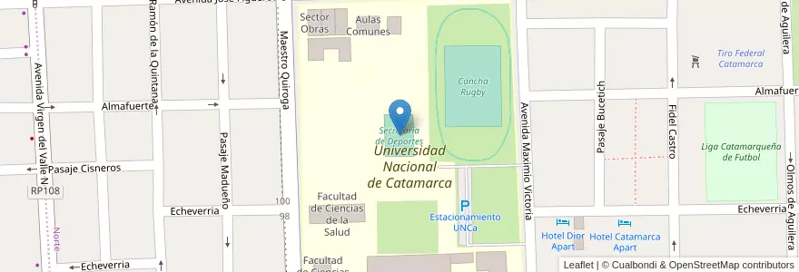Mapa de ubicacion de Secretaria de Deportes en آرژانتین, Catamarca, Departamento Capital, Municipio De San Fernando Del Valle De Catamarca, San Fernando Del Valle De Catamarca.