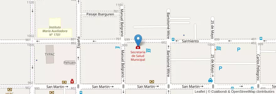 Mapa de ubicacion de Secretaría de Salud Municipal en 아르헨티나, Chubut, Departamento Escalante, Comodoro Rivadavia.