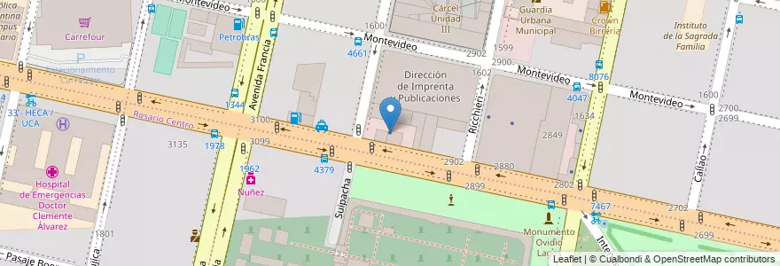 Mapa de ubicacion de Secretaría de Salud Pública en アルゼンチン, サンタフェ州, Departamento Rosario, Municipio De Rosario, ロサリオ.