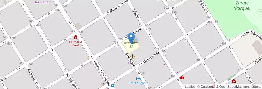 Mapa de ubicacion de secundaria 22 en Arjantin, Buenos Aires, Partido De Zárate.