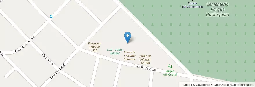 Mapa de ubicacion de Secundaria Básica 7 Ricardo Gutierrez en 阿根廷, 布宜诺斯艾利斯省, Partido De Hurlingham, Villa Tesei.