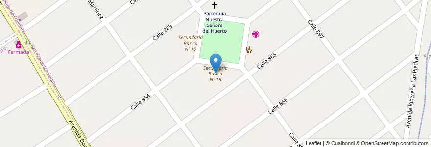 Mapa de ubicacion de Secundaria Basica Nº 18 en Argentine, Province De Buenos Aires, Partido De Quilmes, San Francisco Solano.