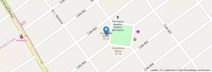 Mapa de ubicacion de Secundaria Basica Nº 19 en آرژانتین, استان بوئنوس آیرس, Partido De Quilmes, San Francisco Solano.