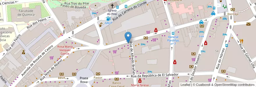 Mapa de ubicacion de Secundino Coto Podólogo en España, Galicia / Galiza, A Coruña, Santiago, Santiago De Compostela.