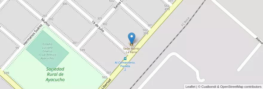 Mapa de ubicacion de Sede Barrio La Feria en الأرجنتين, بوينس آيرس, Partido De Ayacucho, Ayacucho.