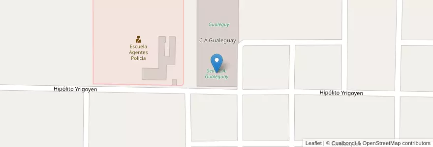 Mapa de ubicacion de Sede C.A. Gualeguay en アルゼンチン, エントレ・リオス州, Departamento Villaguay, Distrito Lucas Al Sud, Villaguay.