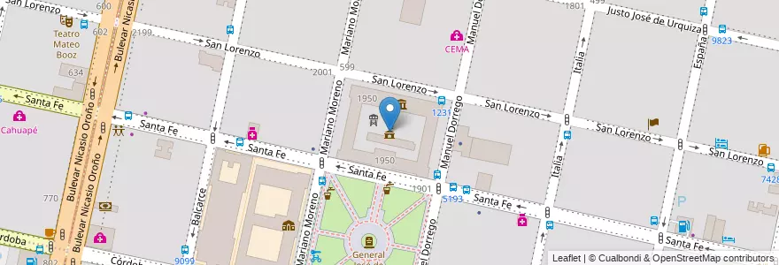 Mapa de ubicacion de Sede del Gobierno de Santa Fe en 阿根廷, Santa Fe, Departamento Rosario, Municipio De Rosario, 罗萨里奥.