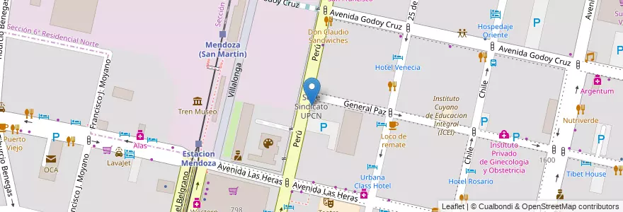 Mapa de ubicacion de Sede Sindicato UPCN en Argentine, Chili, Mendoza, Departamento Capital, Ciudad De Mendoza.