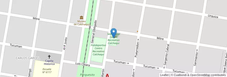 Mapa de ubicacion de Sede Social Centro Recreativo Calchaqui en アルゼンチン, サンタフェ州, Departamento Vera, Municipio De Calchaquí.