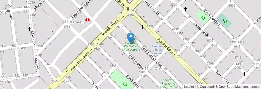 Mapa de ubicacion de Segundo Corredor Recreativo 17 de Octubre en アルゼンチン, チャコ州, Departamento San Fernando, Resistencia, Resistencia.