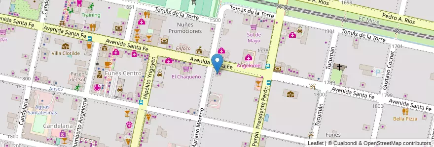 Mapa de ubicacion de Seguros Rivadavia y Migliazzo en Argentinië, Santa Fe, Departamento Rosario, Municipio De Funes, Funes.
