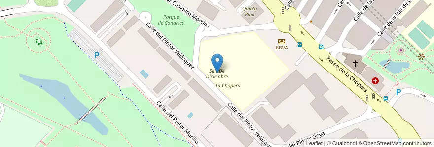 Mapa de ubicacion de Seis De Diciembre en スペイン, マドリード州, Comunidad De Madrid, Área Metropolitana De Madrid Y Corredor Del Henares, Alcobendas.