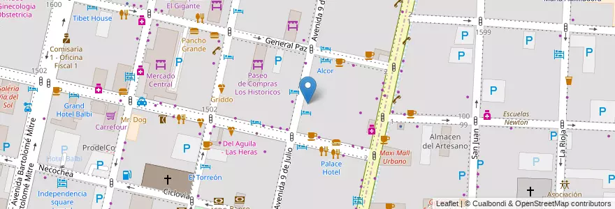 Mapa de ubicacion de SeisMilCien en アルゼンチン, チリ, メンドーサ州, Departamento Capital, Ciudad De Mendoza.