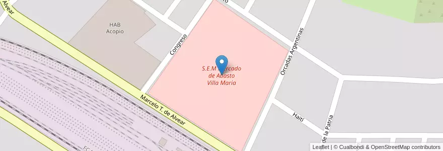 Mapa de ubicacion de S.E.M Mercado de Abasto Villa María en Argentina, Córdoba, Departamento General San Martín, Pedanía Villa María, Municipio De Villa María, Villa María.