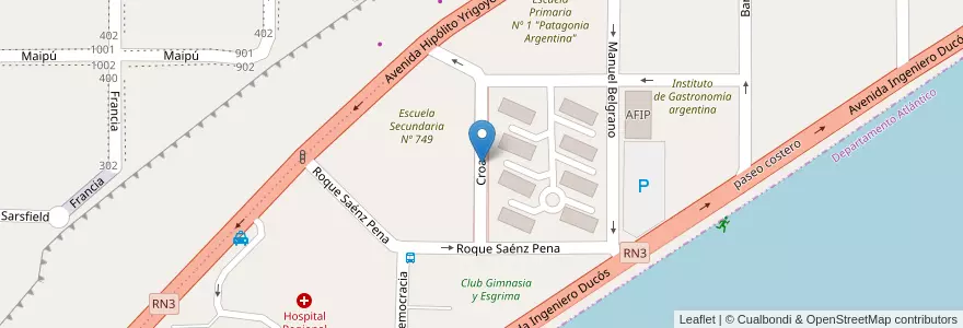 Mapa de ubicacion de SEM Sistema de Estacionamiento Medido en 아르헨티나, Chubut, Departamento Escalante, Comodoro Rivadavia.