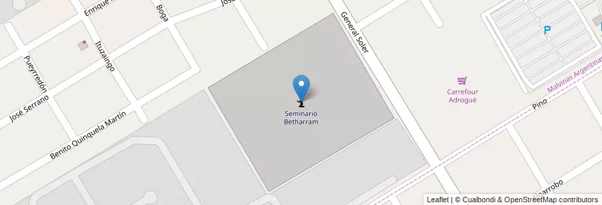Mapa de ubicacion de Seminario Betharram en Arjantin, Buenos Aires, Partido De Almirante Brown, Malvinas Argentinas.