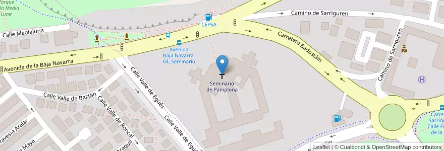Mapa de ubicacion de Seminario de Pamplona en Espanha, Navarra, Navarra, Pamplona/Iruña.