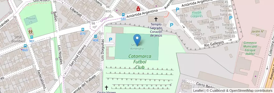 Mapa de ubicacion de Senador Almendra en Аргентина, Чили, Санта-Крус, Deseado, Caleta Olivia.