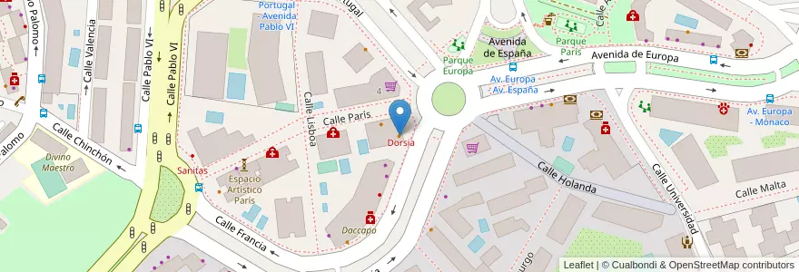 Mapa de ubicacion de Sentidós en إسبانيا, منطقة مدريد, منطقة مدريد, Área Metropolitana De Madrid Y Corredor Del Henares, Pozuelo De Alarcón.