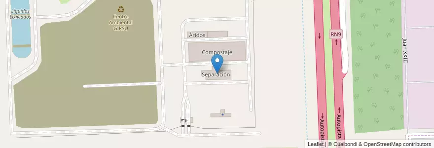 Mapa de ubicacion de Separación en Argentinien, Santa Fe, Departamento Rosario, Municipio De Villa Gobernador Gálvez.