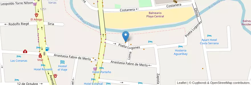Mapa de ubicacion de Serafin en Arjantin, Córdoba, Departamento San Alberto, Pedanía Tránsito, Mina Clavero, Municipio De Mina Clavero.
