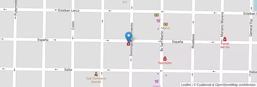 Mapa de ubicacion de Sereno en Argentine, Córdoba, Departamento San Justo, Pedanía Juárez Celman, Municipio De Devoto, Devoto.