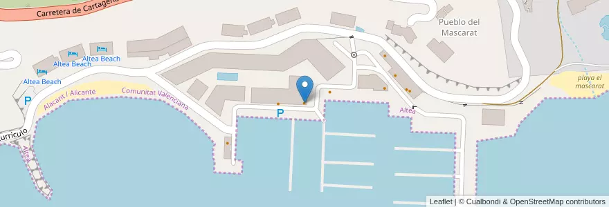 Mapa de ubicacion de Sergio en スペイン, バレンシア州, Alacant / Alicante, La Marina Baixa, Altea.