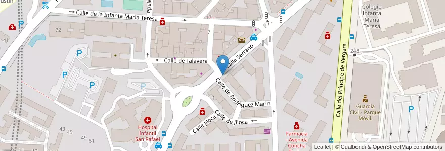 Mapa de ubicacion de SERRANO, CALLE, DE,226 en اسپانیا, بخش خودمختار مادرید, بخش خودمختار مادرید, Área Metropolitana De Madrid Y Corredor Del Henares, مادرید.